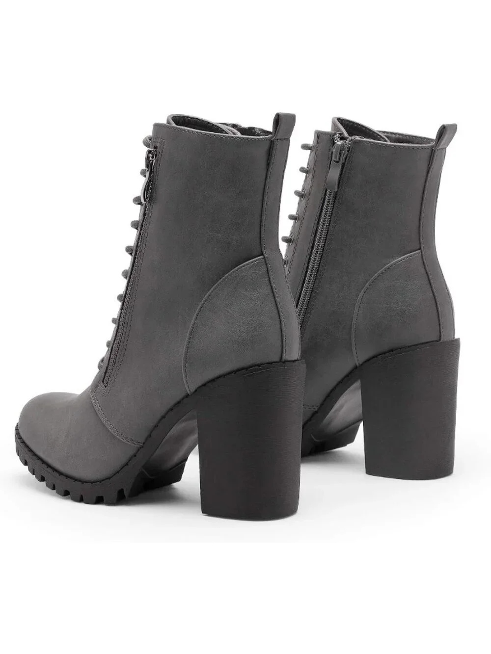 Women's Grey Thermoplastic Elastomers Round Toe Stylish Block Ankle Heel Boots